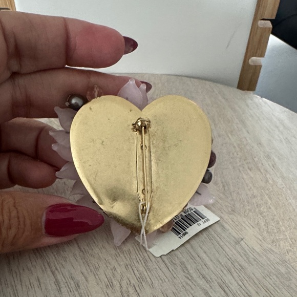 Ann Taylor Pink and Gold beaded Brooch - Picture 2 of 5